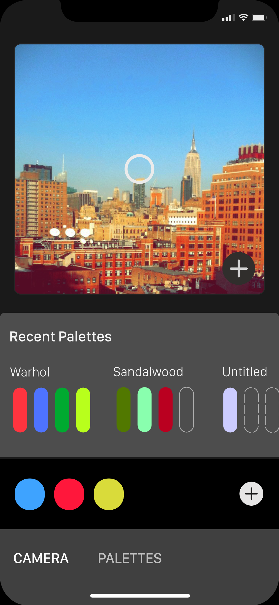 iOS app screenshot - color capture screen