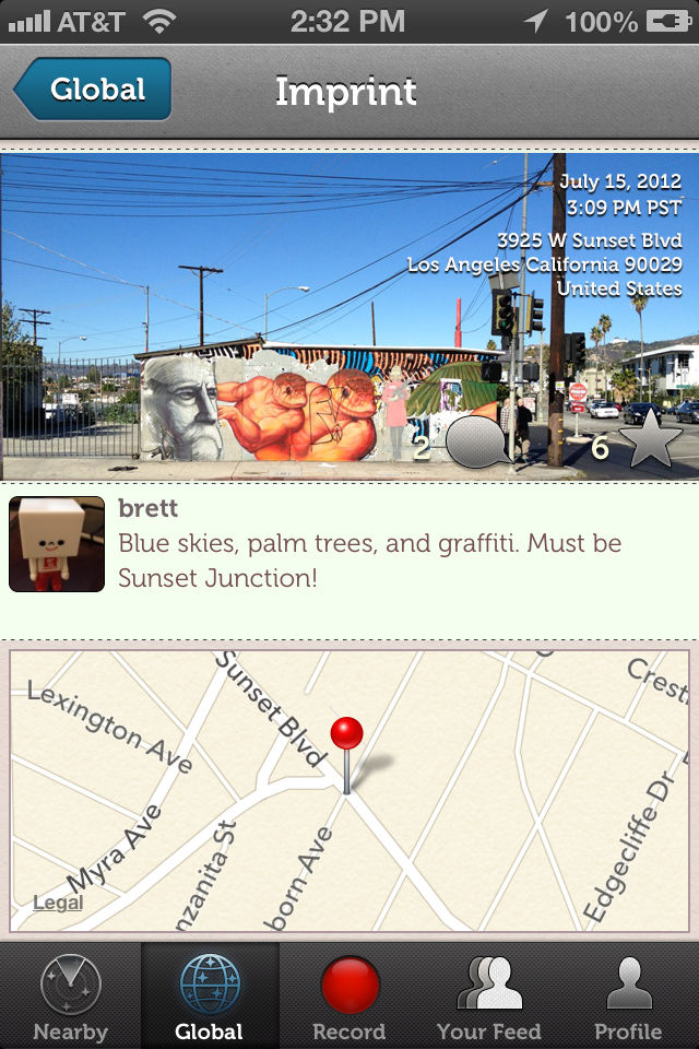 iOS app screenshot - Imprint screen