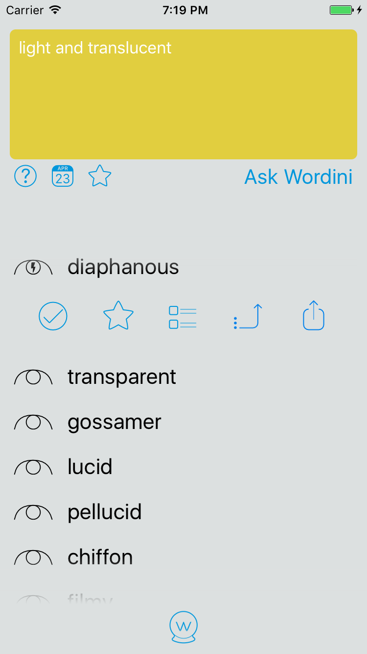 iOS app screenshot - answers screen